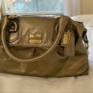 Vintage Metallic Gold Coach Ashley Satchel Leather